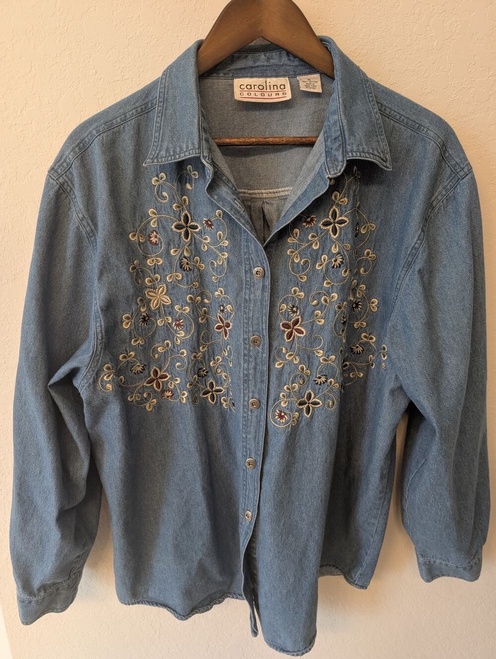 Vintage Carolina Colours Embroidered Denim LS Shirt Sz XL